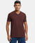 Super Combed Cotton Rich Solid V Neck Half Sleeve T-Shirt - Java