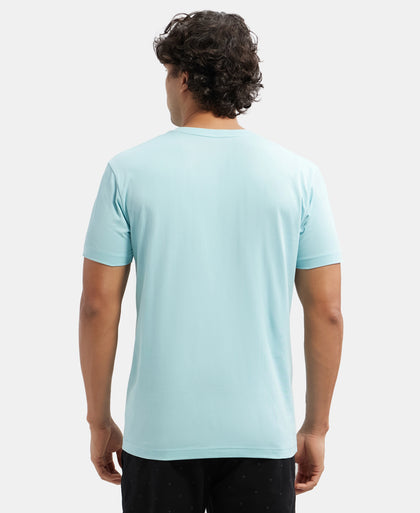 Super Combed Cotton Rich Solid V Neck Half Sleeve T-Shirt - Sea Angel