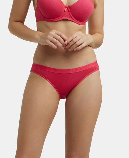 Medium Coverage Super Combed Cotton Elastane Stretch Mid Waist Bikini With Exposed Waistband and StayFresh Treatment - Assorted (Pack of 5)
