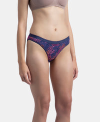 Medium Coverage Super Combed Cotton Elastane Stretch Mid Waist Bikini With Exposed Waistband and StayFresh Treatment - Black, Classic Navy & Valerian (Pack of 3)