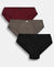 Super Combed Cotton Solid Brief with Ultrasoft Waistband - Black, Dark Khaki & Portwine (Pack of 3)