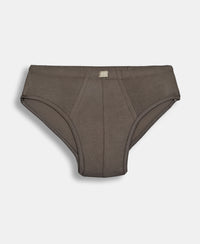 Super Combed Cotton Solid Brief with Ultrasoft Waistband - Black, Dark Khaki & Portwine (Pack of 3)