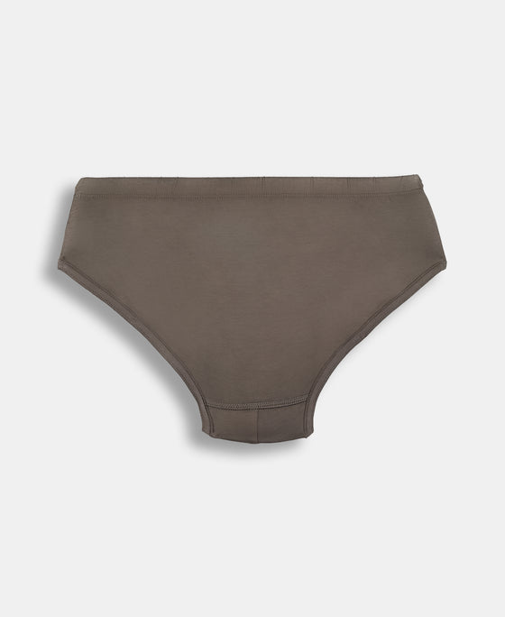 Super Combed Cotton Solid Brief with Ultrasoft Waistband - Black, Dark Khaki & Portwine (Pack of 3)