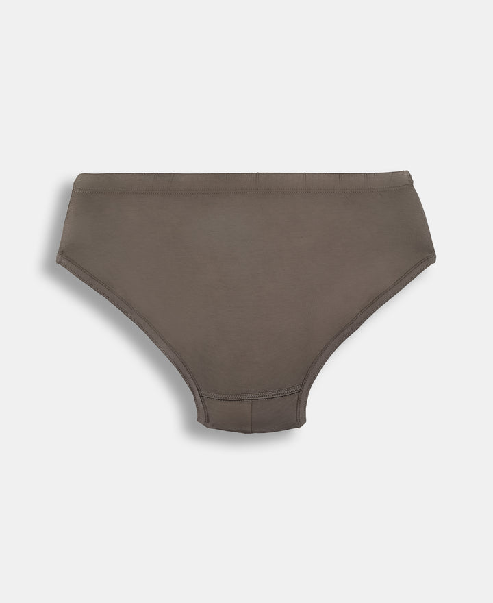 Super Combed Cotton Solid Brief with Ultrasoft Waistband - Black, Dark Khaki & Portwine (Pack of 3)