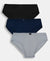 Super Combed Cotton Solid Brief with Ultrasoft Waistband - Black, Navy & Sleet (Pack of 3)