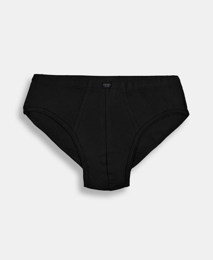 Super Combed Cotton Solid Brief with Ultrasoft Waistband - Black, Navy & Sleet (Pack of 3)