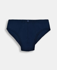 Super Combed Cotton Solid Brief with Ultrasoft Waistband - Black, Navy & Sleet (Pack of 3)