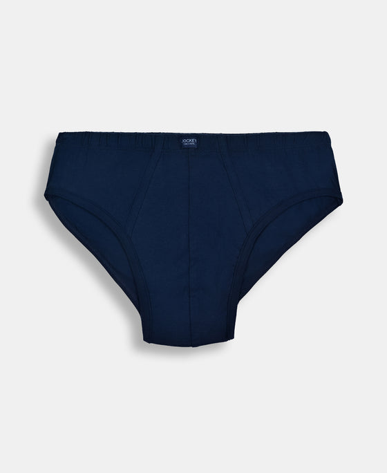 Super Combed Cotton Solid Brief with Ultrasoft Waistband - Black, Navy & Sleet (Pack of 3)