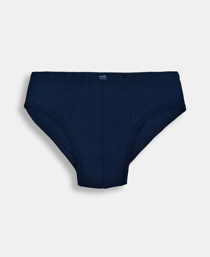 Super Combed Cotton Solid Brief with Ultrasoft Waistband - Black, Navy & Sleet (Pack of 3)
