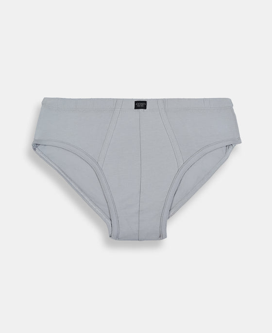 Super Combed Cotton Solid Brief with Ultrasoft Waistband - Black, Navy & Sleet (Pack of 3)