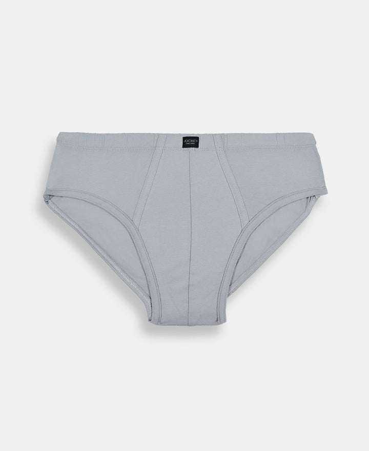 Super Combed Cotton Solid Brief with Ultrasoft Waistband - Black, Navy & Sleet (Pack of 3)