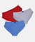 Super Combed Cotton Solid Brief with Ultrasoft Waistband - Coronet Blue, Chilli Pepper & Sleet (Pack of 3)