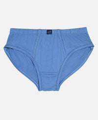 Super Combed Cotton Solid Brief with Ultrasoft Waistband - Coronet Blue, Chilli Pepper & Sleet (Pack of 3)
