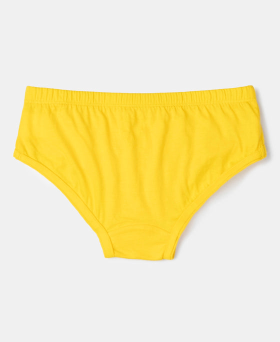 Super Combed Cotton Solid Brief with Ultrasoft Waistband - Coronet Blue, Dandelion Yellow & Navy (Pack of 3)