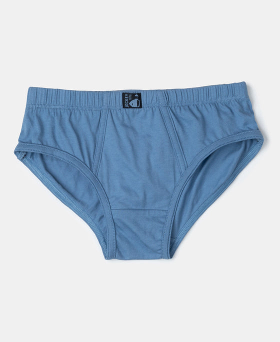 Super Combed Cotton Solid Brief with Ultrasoft Waistband - Coronet Blue, Dandelion Yellow & Navy (Pack of 3)