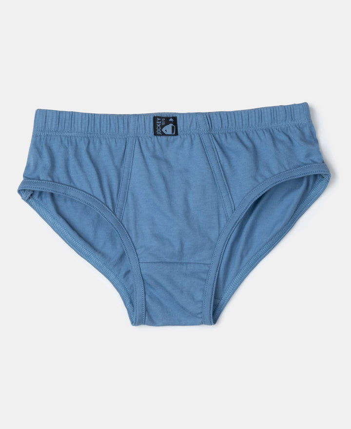 Super Combed Cotton Solid Brief with Ultrasoft Waistband - Coronet Blue, Dandelion Yellow & Navy (Pack of 3)