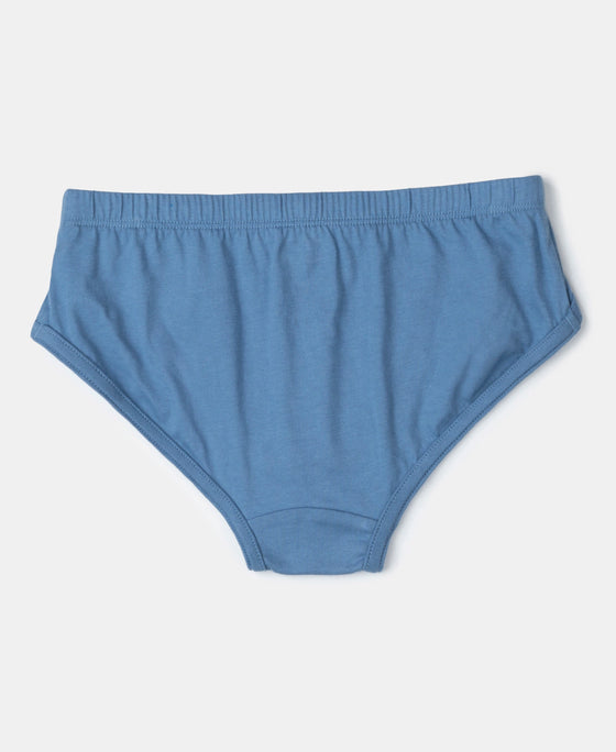 Super Combed Cotton Solid Brief with Ultrasoft Waistband - Coronet Blue, Dandelion Yellow & Navy (Pack of 3)