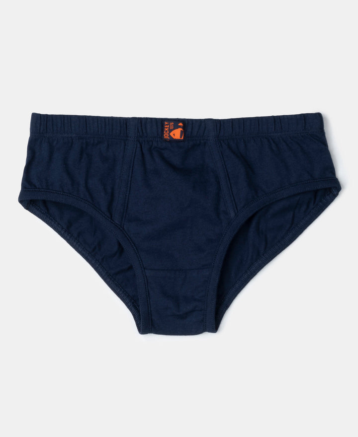 Super Combed Cotton Solid Brief with Ultrasoft Waistband - Coronet Blue, Dandelion Yellow & Navy (Pack of 3)