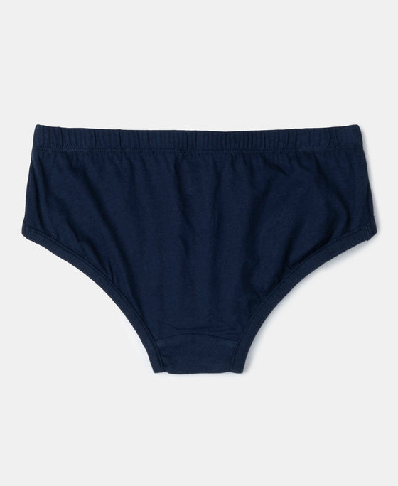 Super Combed Cotton Solid Brief with Ultrasoft Waistband - Coronet Blue, Dandelion Yellow & Navy (Pack of 3)