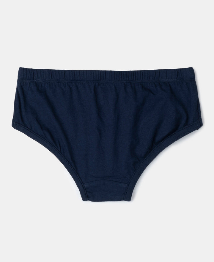 Super Combed Cotton Solid Brief with Ultrasoft Waistband - Coronet Blue, Dandelion Yellow & Navy (Pack of 3)