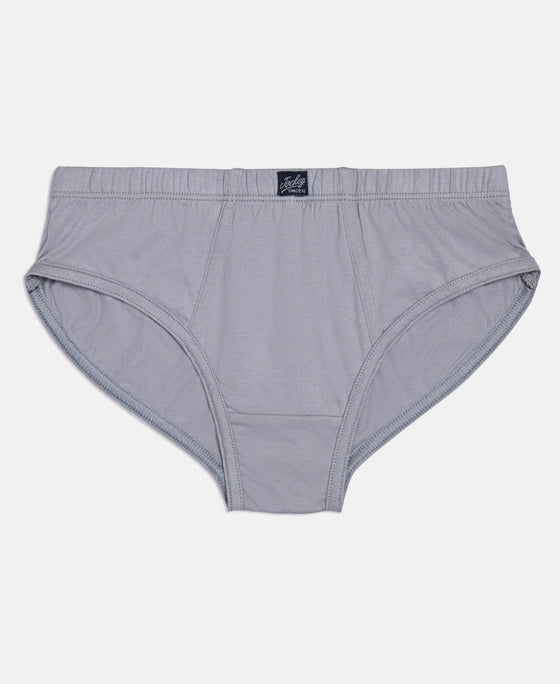 Super Combed Cotton Solid Brief with Ultrasoft Waistband - Cornsilk, Navy & Sleet (Pack of 3)