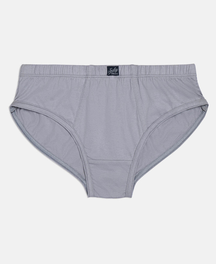 Super Combed Cotton Solid Brief with Ultrasoft Waistband - Cornsilk, Navy & Sleet (Pack of 3)