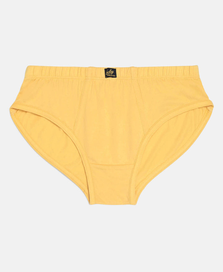 Super Combed Cotton Solid Brief with Ultrasoft Waistband - Cornsilk, Navy & Sleet (Pack of 3)