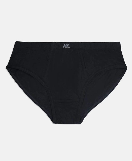 Super Combed Cotton Solid Brief with Ultrasoft Waistband - Navy, Black & Raw Sienna (Pack of 3)