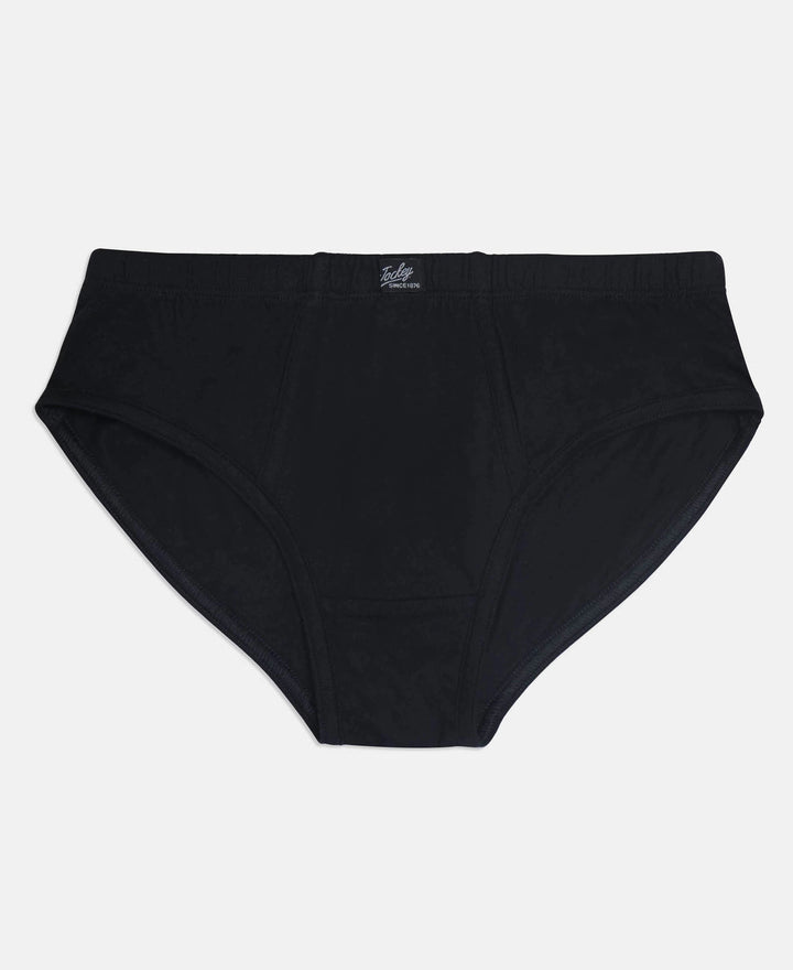 Super Combed Cotton Solid Brief with Ultrasoft Waistband - Navy, Black & Raw Sienna (Pack of 3)