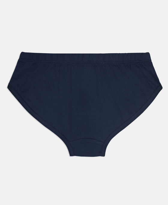 Super Combed Cotton Solid Brief with Ultrasoft Waistband - Navy, Black & Raw Sienna (Pack of 3)