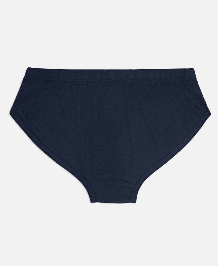 Super Combed Cotton Solid Brief with Ultrasoft Waistband - Navy, Black & Raw Sienna (Pack of 3)