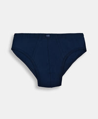 Super Combed Cotton Solid Brief with Ultrasoft Waistband - Navy, Sleet & Sundried Tomato (Pack of 3)