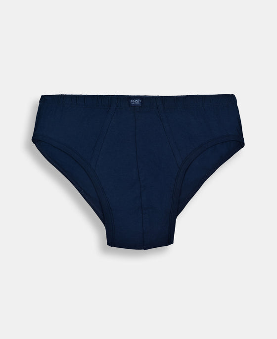 Super Combed Cotton Solid Brief with Ultrasoft Waistband - Navy, Sleet & Sundried Tomato (Pack of 3)