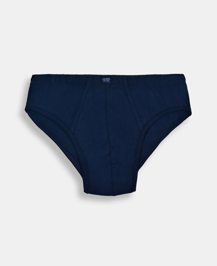 Super Combed Cotton Solid Brief with Ultrasoft Waistband - Navy, Sleet & Sundried Tomato (Pack of 3)