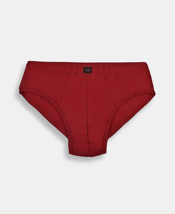 Super Combed Cotton Solid Brief with Ultrasoft Waistband - Navy, Sleet & Sundried Tomato (Pack of 3)