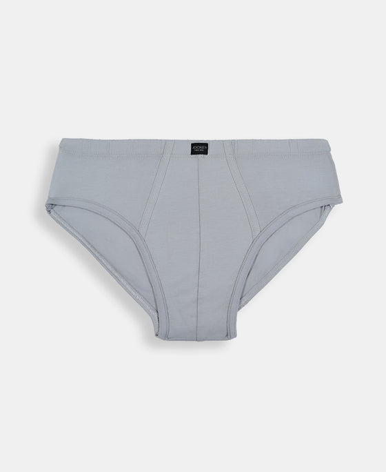 Super Combed Cotton Solid Brief with Ultrasoft Waistband - Navy, Sleet & Sundried Tomato (Pack of 3)