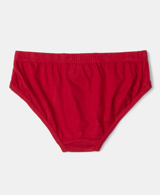 Super Combed Cotton Solid Brief with Ultrasoft Waistband - Rich Royal Blue, Black & Chilli Pepper (Pack of 3)