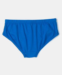 Super Combed Cotton Solid Brief with Ultrasoft Waistband - Rich Royal Blue, Black & Chilli Pepper (Pack of 3)