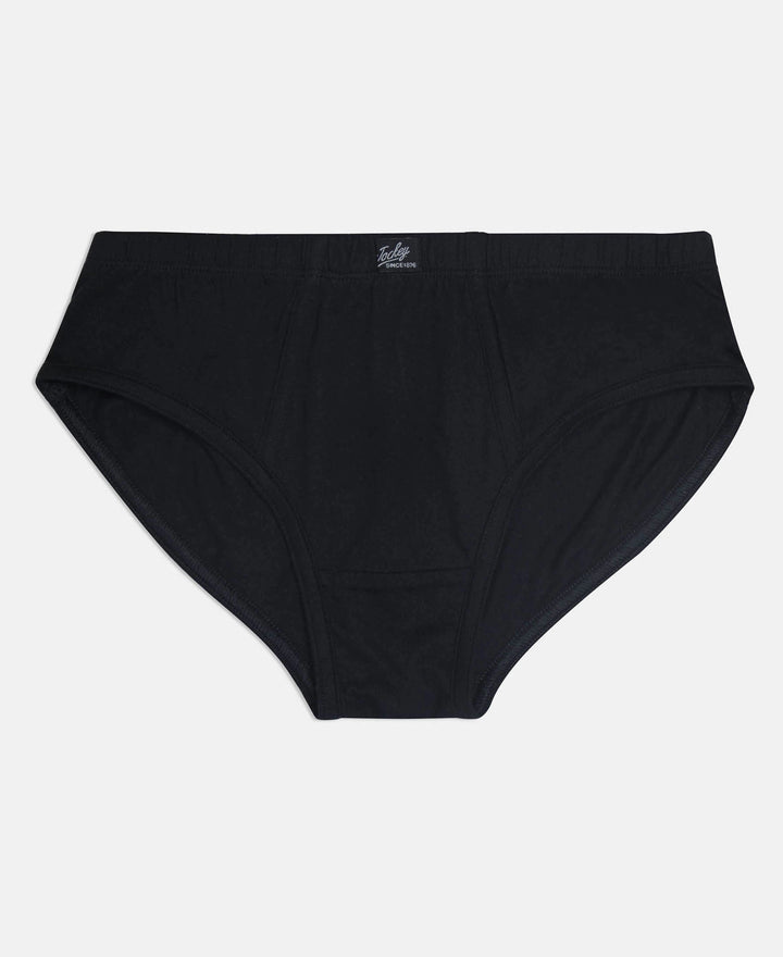 Super Combed Cotton Solid Brief with Ultrasoft Waistband - Sleet, Black & Raw Sienna (Pack of 3)