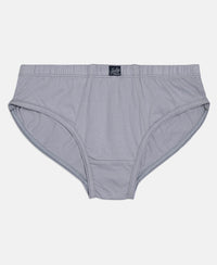 Super Combed Cotton Solid Brief with Ultrasoft Waistband - Sleet, Black & Raw Sienna (Pack of 3)