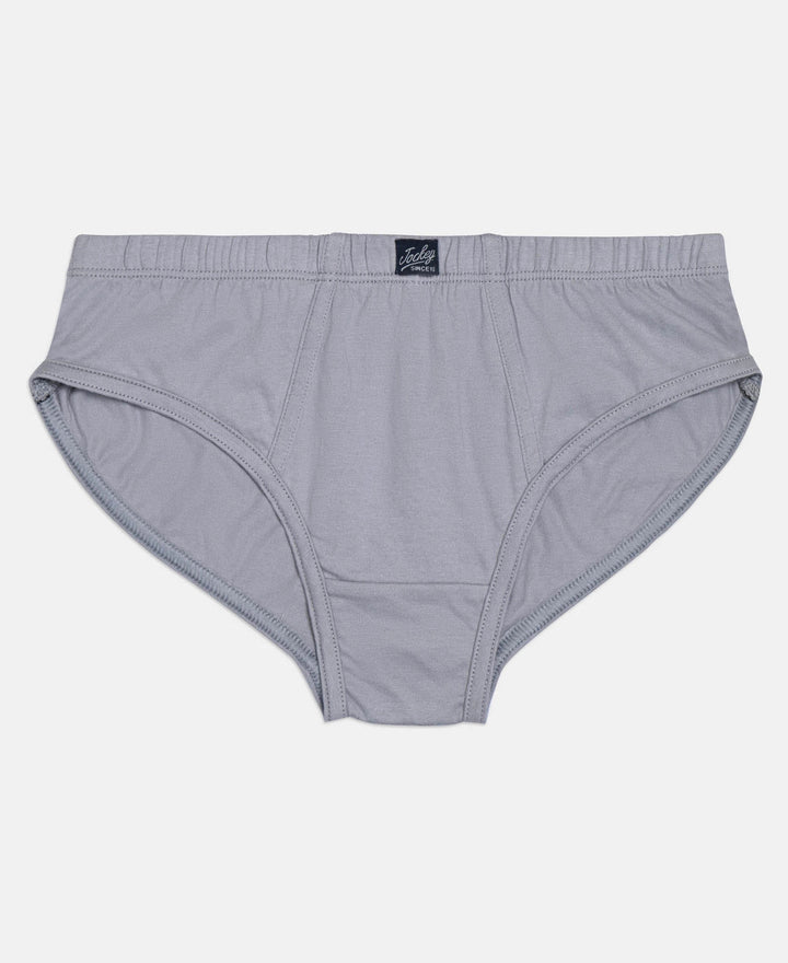 Super Combed Cotton Solid Brief with Ultrasoft Waistband - Sleet, Black & Raw Sienna (Pack of 3)