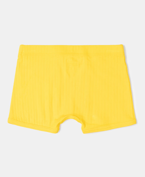 Super Combed Cotton Rib Fabric Solid Trunk with Front Open Fly and Ultrasoft Waistband - Coronet Blue, Dandelion Yellow & Navy (Pack of 3)
