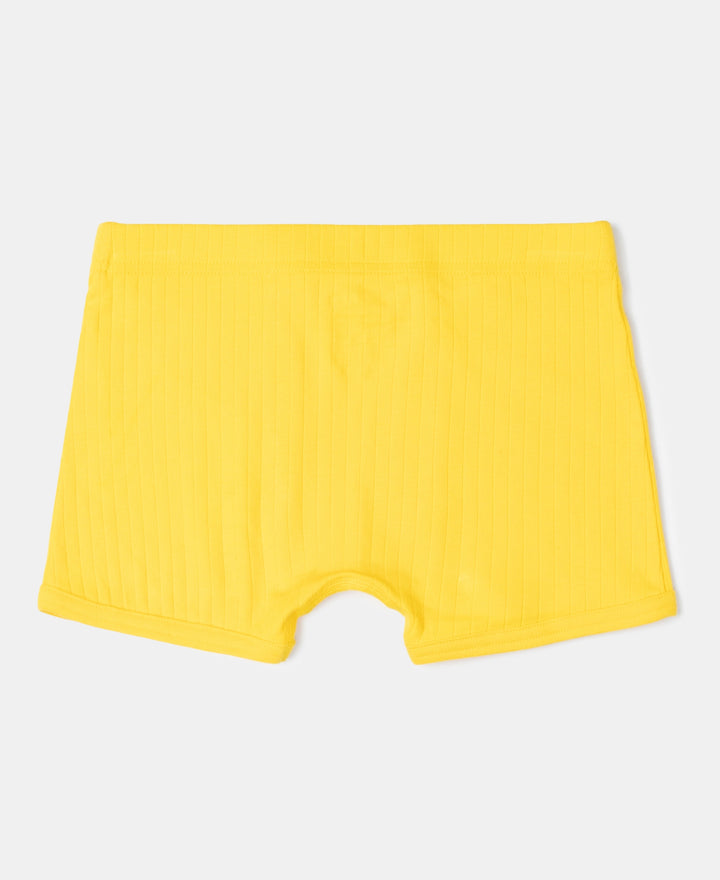 Super Combed Cotton Rib Fabric Solid Trunk with Front Open Fly and Ultrasoft Waistband - Coronet Blue, Dandelion Yellow & Navy (Pack of 3)