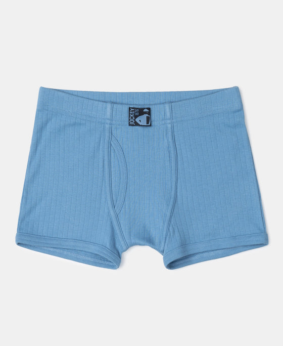 Super Combed Cotton Rib Fabric Solid Trunk with Front Open Fly and Ultrasoft Waistband - Coronet Blue, Dandelion Yellow & Navy (Pack of 3)