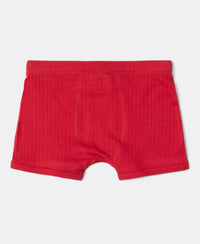 Super Combed Cotton Rib Fabric Solid Trunk with Front Open Fly and Ultrasoft Waistband - Chilli Pepper, Black & Ocean Depth (Pack of 3)