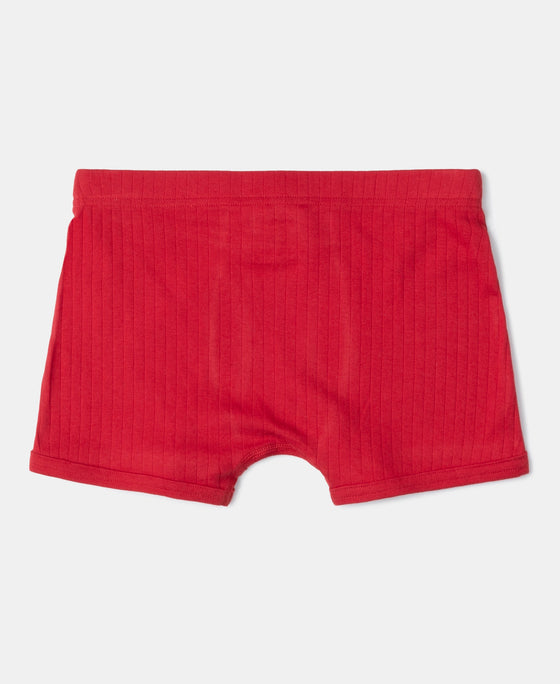 Super Combed Cotton Rib Fabric Solid Trunk with Front Open Fly and Ultrasoft Waistband - Chilli Pepper, Black & Ocean Depth (Pack of 3)