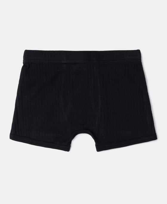 Super Combed Cotton Rib Fabric Solid Trunk with Front Open Fly and Ultrasoft Waistband - Chilli Pepper, Black & Ocean Depth (Pack of 3)