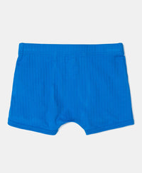 Super Combed Cotton Rib Fabric Solid Trunk with Front Open Fly and Ultrasoft Waistband - Rich Royal Blue, Black & Chilli Pepper (Pack of 3)