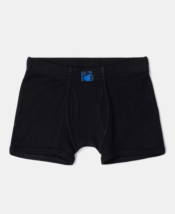Super Combed Cotton Rib Fabric Solid Trunk with Front Open Fly and Ultrasoft Waistband - Rich Royal Blue, Black & Chilli Pepper (Pack of 3)