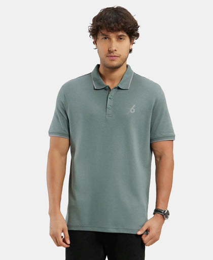 Super Combed Cotton Rich Solid Half Sleeve Polo T-Shirt - Balsam Green-1